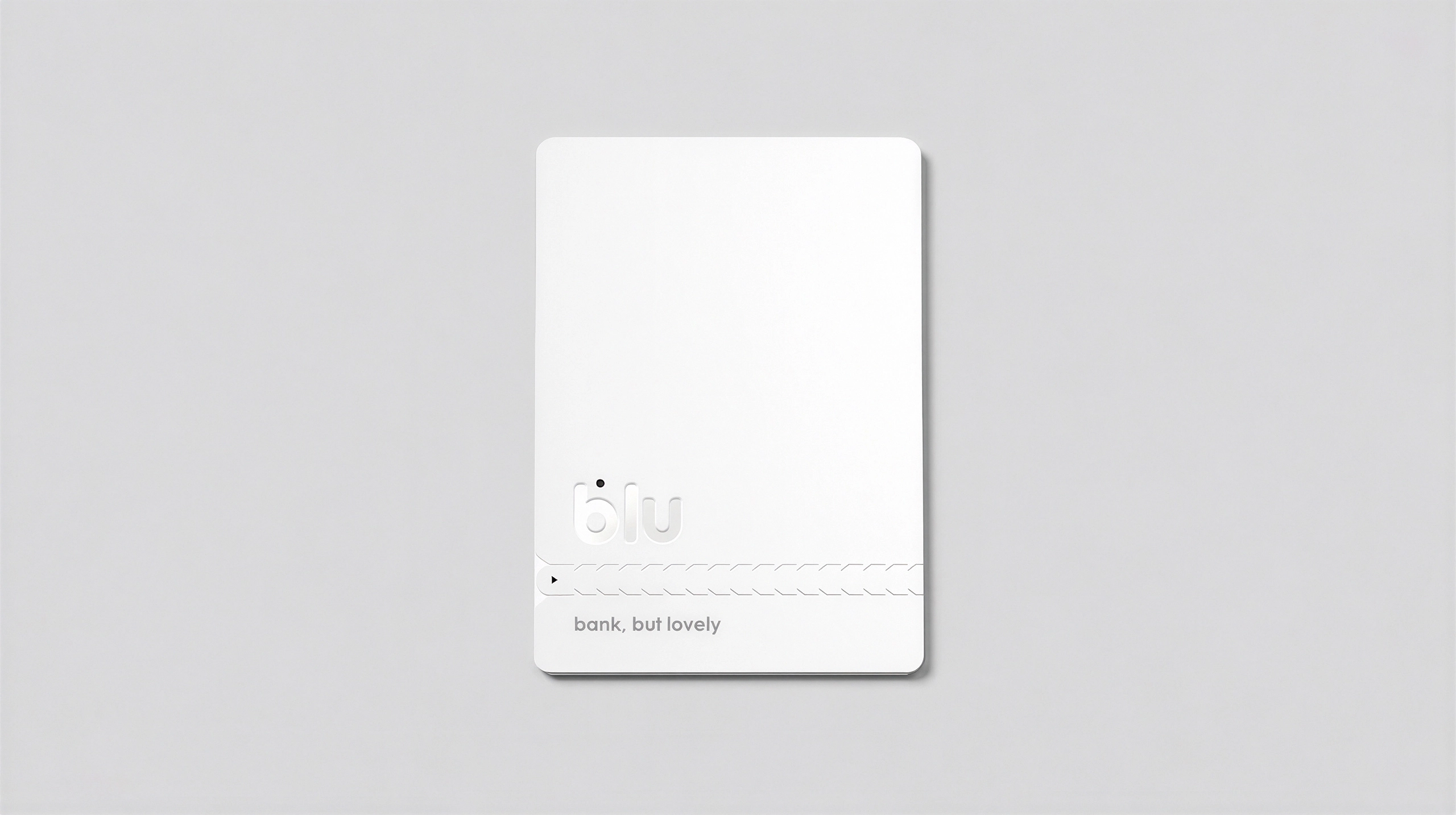 Embossed details on Blu card pack